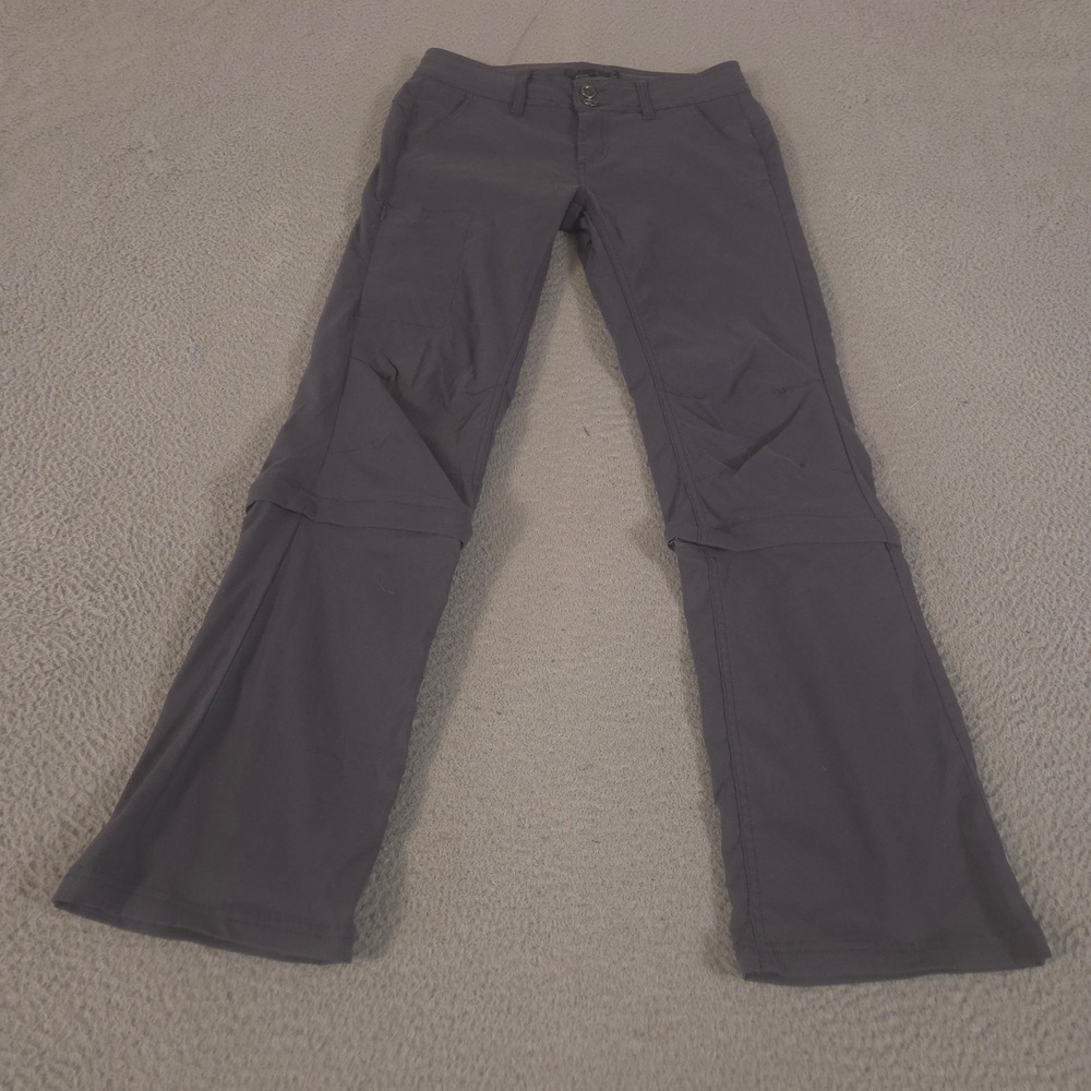Prana Pants Womens 6 Gray Halle Convertible Straight Leg Stretch Nylon Zip Off